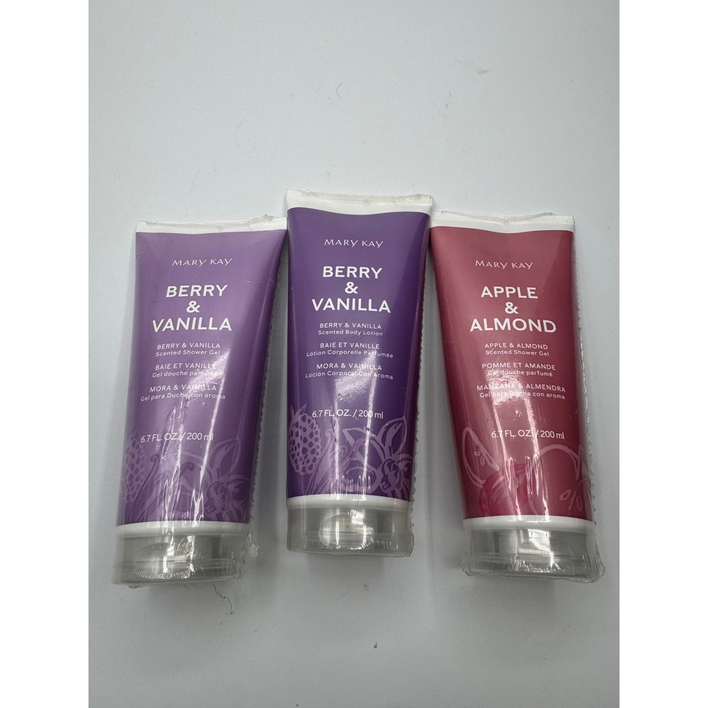 Mary Kay Body Care Set Women 6.7oz Multi New Berry Vanilla Apple Almond 3pc Lot